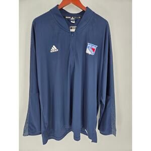 NHL New York Rangers Navy Quarter Zip Athletic Shirt by Adidas Men's 3XL